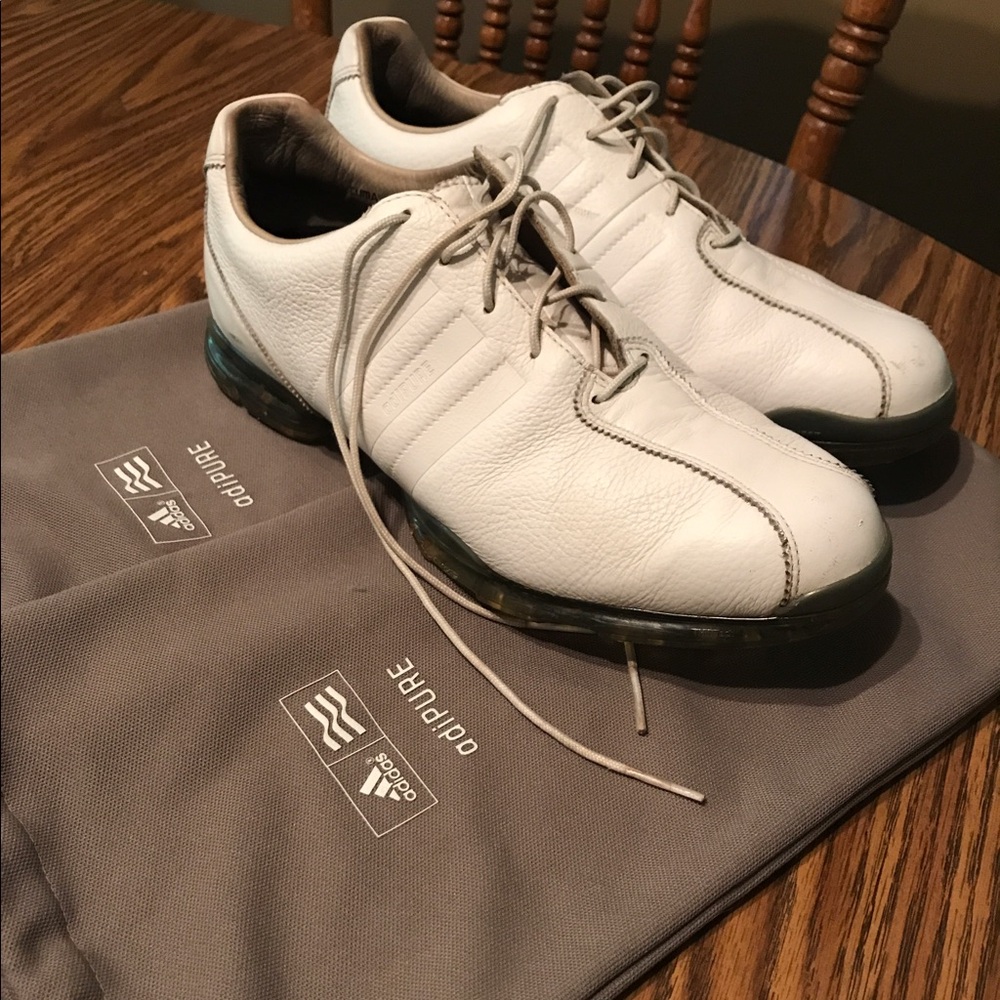 adidas White Leather Men's Golf Sneakers with Subtle Trim